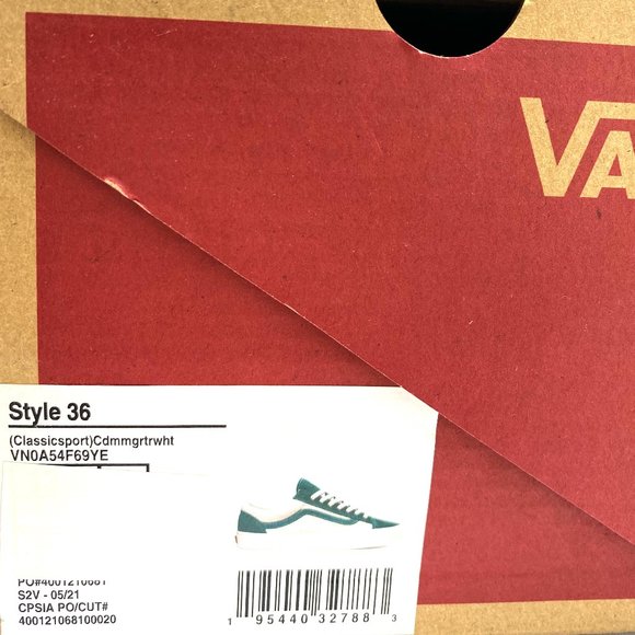VANS Skate Low Sneaker Men VN0A54F69YE STYLE 36 Classic Sport Green White Canvas - Picture 11 of 11
